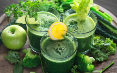 Three glasses of fresh homemade immune boosting green juice
